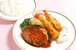 A セット ハンバーグとエビフライ盛り合わせライス付き(銀座スイス)