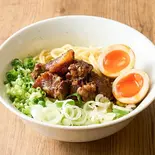味玉のせ肉ネギまぜそば Seasoned Egg Mazesoba（芳醇な明太子生パスタ FOOD RECORDS PASTA 糀谷）