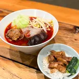 麻辣牛肉とスタンダードトッピング麻辣湯(スープ春雨)+ミニ焼豚丼セット（【麻辣湯 春雨ヌードル】TOKYO TANG TANG）