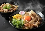 ご飯大盛無料！味噌バターコーン肉玉そば・旨辛スタミナ丼セット（肉玉そば おとど 亀有店）