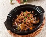 肉末茄子煲  茄子の土鍋炒め（湘味食府）