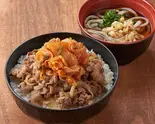 キムチ牛丼とミニうどん(温)（丼とミニうどんのぶん福）