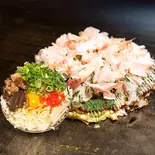 「大阪名物牛すじ入り」 ハイカラ焼き The Haikara Yaki Cake(ぽんぽこ亭 (狸狸亭)天満橋店)