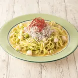 ⑰山盛りしらすと貝柱の生海苔ソース（ゆであげ生パスタ もちの木パスタ 三鷹店）
