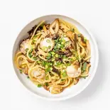 ホタテときのこのめんつゆバター（おいしいパスタ）