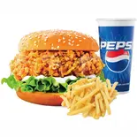 クリスピーチキンバーガー、フライドポテトM、お好みのドリンク 田园脆鸡堡(任选其一)+薯条+饮品(J.CHICKEN 叫了個炸雞 西川口店)