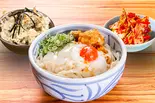 【超お得セット②】鶏天とろたまぶっかけ【温・冷】&旨辛白菜キムチ&選べるご飯(小)(醤屋万吉のうどん)