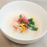 えびとアスパラのクリームスープ(スープとグリルドチーズサンドのフェリチタ)