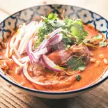 濃厚エビスープのトムヤムラーメン Tom Yum Ramen Noodles in Rich Shrimp Broth（タイ屋台 999 梅田店）