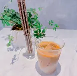 Cafe la tte(iced)＆チュロス(チョコレート)セット（coffee＆sweets cafe kurassi）