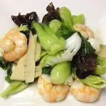 エビイカとチンゲン菜の塩炒め（陳餐閣 飲茶＆カフェ）