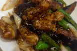 茄子牡蛎 揚げ牡蠣とナスの炒め（上海苑）