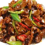 豚ハラミと青唐辛子炒め-护心肉炒尖椒（大福源）