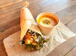 Goma Wrap+potage（TAKE OUTのサラダ屋さん WBcafe）