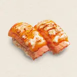 サーモンマヨチーズ炙り（回転寿司みさき イセザキモール店）