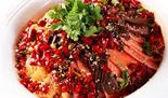 血豆腐、ハチノス、センマイの四川風煮込み (毛血旺)（宏福楼）