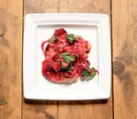 【dish】鯖とビーツのエスカベッシュ Mackerel and beetroot escabeche（ヘルシー野菜とヴィーガンDELIのお弁当【aux DELI】）
