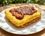 大人のトマトチリソース!四角いオムライス(表参道スンドゥブ倶楽部)