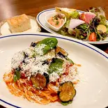 デリバリー限定 ボリューム満点パスタセット 揚げ茄子と塩漬けリコッタチーズ トマトソースのスパゲティ（南イタリア料理 Osteria NORA）