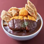 デミカツ丼 500 (唐揚2+コロッケ1+春巻1)(旨い男メシ!特盛がっつり食堂 博多店)