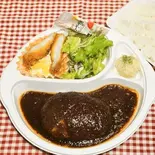 ハンバーグ＆白身魚ふらい デミグラスソース（マカロニ キッチン）