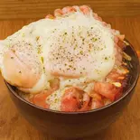 ベーコンエッグ丼（深夜弁当）