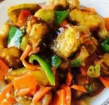 豚肉とナース醤油味炒める（旺華楼）