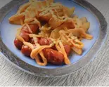 ソーセージ＆フライドポテトチーズソース（お魚料理 宝船 鶴橋店）