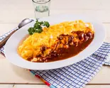 チキンたっぷりデミソースオムライス Lots of Chicken and Demi Sauce Omelette Rice（麻布チキンオムライス）