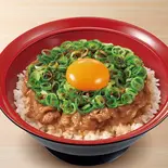 ねぎ玉牛カルビ焼肉丼 Beef Galbi Rice Bowl w/ Green Onion, Raw Egg & Spicy Gochujang Sauce(すき家 福岡舞鶴店)