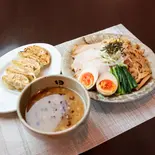東京醤油とんこつつけ麺+焼き餃子（麺処田ぶし横浜店）