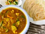 Vegetable ＆ Beans Curry Paratha Set (Half Basmati Rice) 豆と野菜カリーパラタセット(インド米ハーフ)（南インド料理コチンニヴァース）