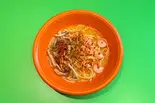 ペペロンチーノ【大盛り】エビ＆キノコトッピング（ペペロンチーノ専門店 ぺろん 森ノ宮店）