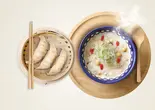 「豚の蒸し餃子」+「漢方元気粥」セット（3米3下北沢店-お粥と点心専門店）