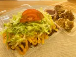 タコライスチーズ野菜(大盛)+鶏から3個 / Cheese & Vegetable Taco Rice (Large) + 3 Fried Chicken(やんばるタコライス 凛タコ)