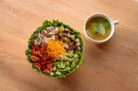 【高たんぱく】プロテインサラダボウル＆ヘルシー野菜スープセット（チョップドサラダ専門店 フィットグリーン 新宿 Chopped Salad FitGreen Shinjuku）