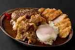 漢の5種デカ盛りカレー(ロースカツ＆唐揚げ2個＆目玉焼き＆ハンバーグ＆スタミナ焼き) MEGA Curry（【メガMAX＆男飯】漢のカツカレー 亀有店）