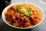 月見親子丼と味噌汁 tsukimi oyako-don and miso soup（【出汁の親子丼】鶏ヶ屋(TORIGAYA)～北池袋店～）
