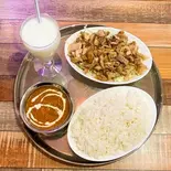 Kebab with keema curry ,lassi ＆rice（タンドリー＆ケバブレストラン ロータス）