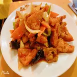 豚肉と揚げ豆腐四川風炒め(中華料理 宮)