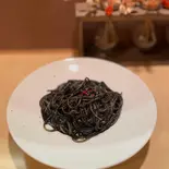 ホタテと長ネギのイカスミクリーム(28ventotto)