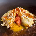 「狸狸亭看板メニュー」トマトチーズ玉(ぽんぽこ亭 (狸狸亭)天満橋店)