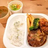 ホタテクリームコロッケ＆ハンバーグセット（メーメのイタめし家）