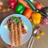 エビフライセット(ライス＆サラダ＆ドリンク付)Fried Shrimp Rice and Salad and drink set（ハンバーガー・サンドイッチ ハーバーカフェ オールデイダイニング HARBOR CAFE ALL DAY DINING）