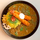 エビフライキーマカレー（スパイスの隠れ家）