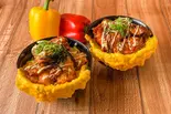 日韓セット！(和風醤油オム玉唐揚丼+ヤンニョムオム玉唐揚丼)（オム玉唐揚げ丼 鶏爛漫 新深江店）