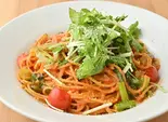 【贅沢パスタシリーズ】生雲丹と色々野菜の濃厚トマトクリームソーススパゲティーニ（イタリアンカフェ レスタート(旧巣鴨レスト・レスト・レスト)）