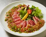 三崎直送マグロのレアステーキ150g（おきらく食堂 イセザキ店Okirakushokudou Isezakiten）