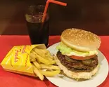 自家製ひき肉のBIGポテトダブルバーガーセット Big potato double burger set Halal（キッチン ローズ）