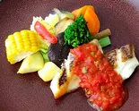 お魚のグリル有機トマトのソース 温野菜添え（ヘルシーハット）